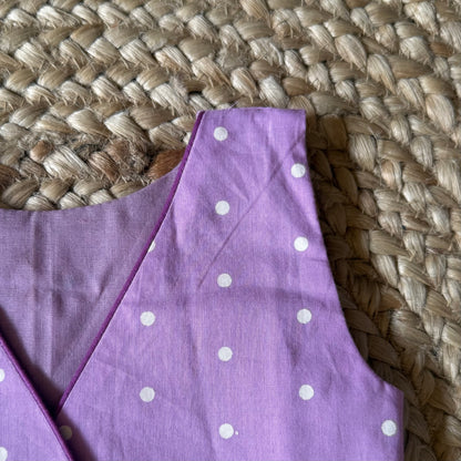 Mul Cotton Lavender Polka Dot  Blouse & Floral  Lehenga Set