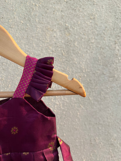 Purple Paithani Pleated Frock