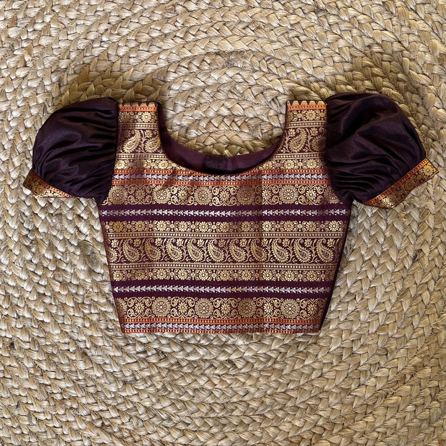Traditional Maroon Kanchi Tissue Lehanga Set