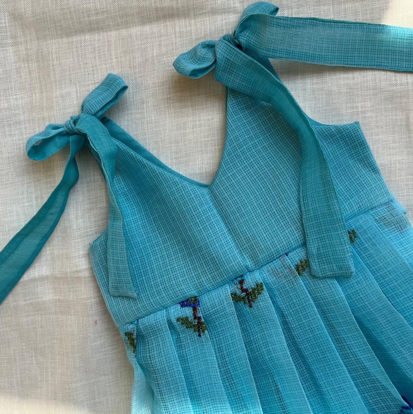 SkyBlue Kota Cross Stitch Frock