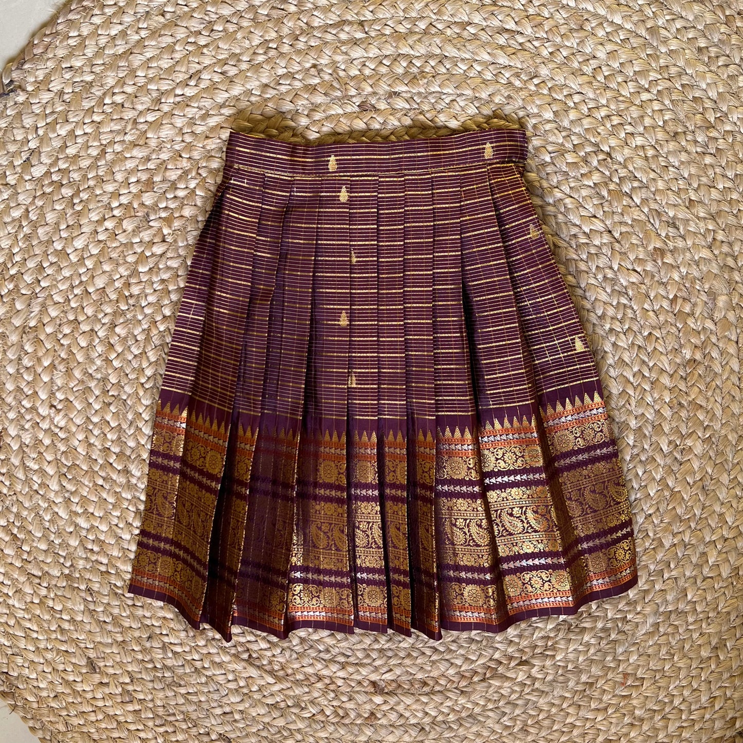 Traditional Maroon Kanchi Tissue Lehanga Set