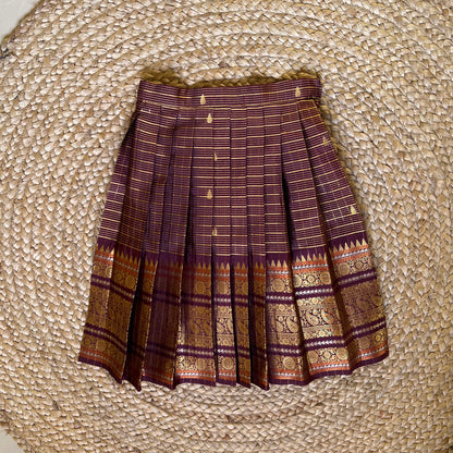 Traditional Maroon Kanchi Tissue Lehanga Set