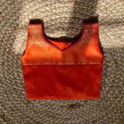 Baby Pink and Orange Kanchi Silk Lehanga Set