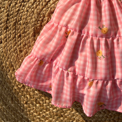 Baby Pink Mul Chanderi Frock