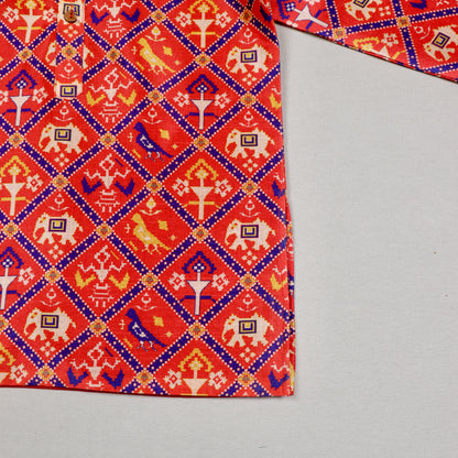Red Patola Kurta Set