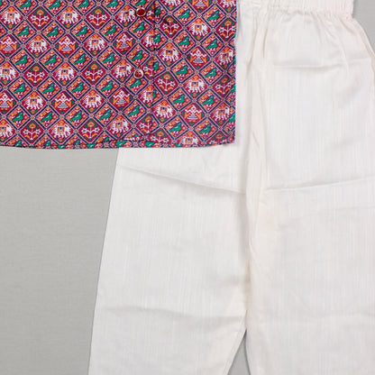 Patola Printed Maroon Kurta Set