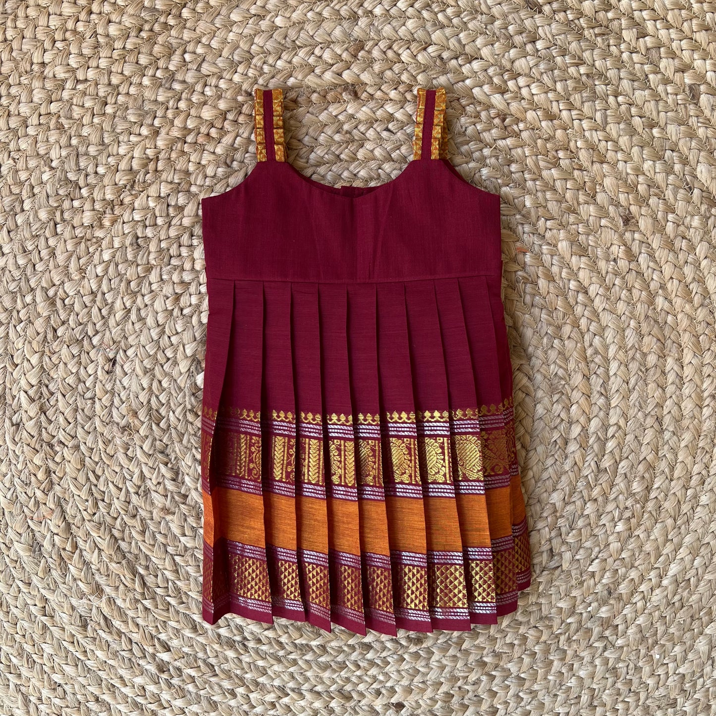 Maroon Chettinad Cotton Frock