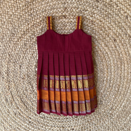 Maroon Chettinad Cotton Frock