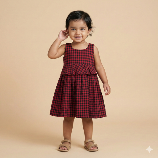 Red and Black checkered Frock