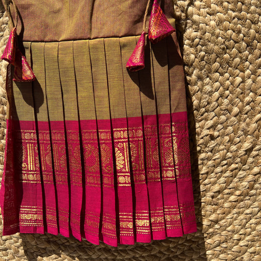 Olive Kanchi Cotton tie-up Frock