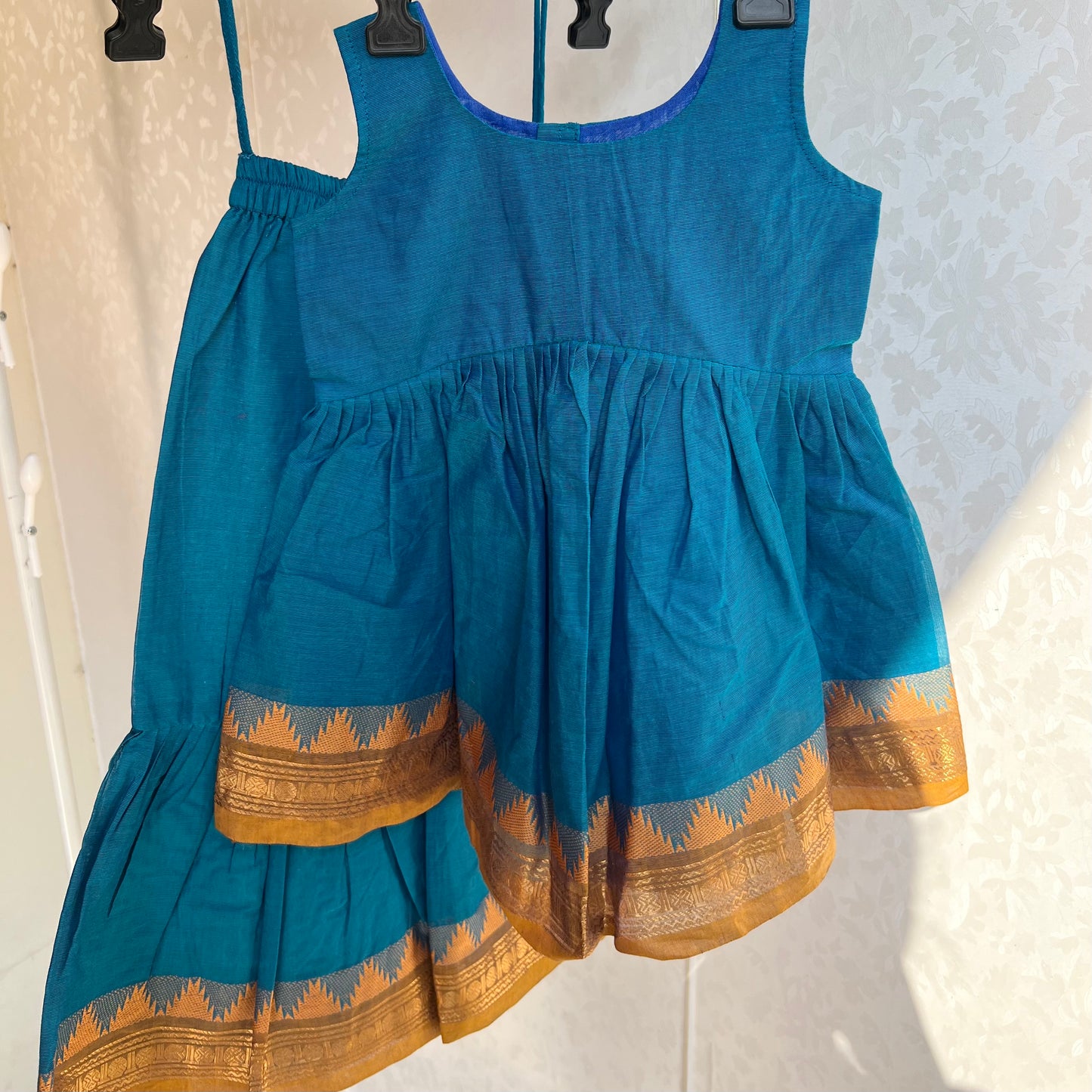 Teal Blue Kanchi Cotton Sharara Set
