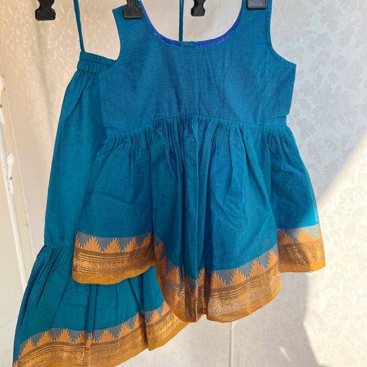 Teal Blue Kanchi Cotton Sharara Set