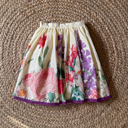 Mul Cotton Lavender Polka Dot  Blouse & Floral  Lehenga Set