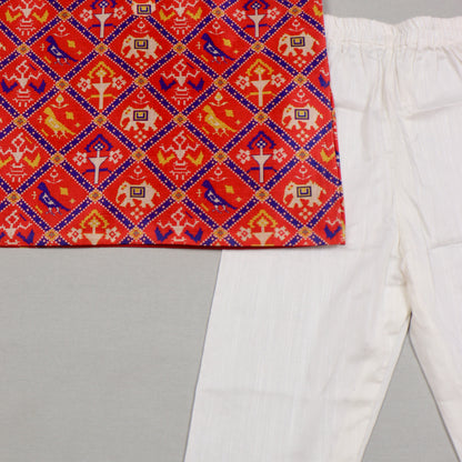 Red Patola Kurta Set