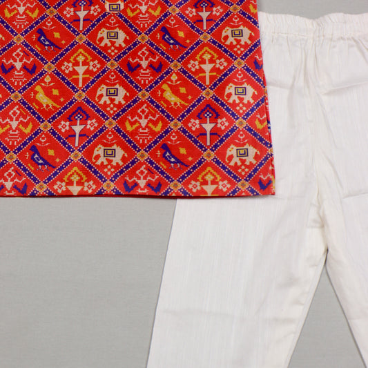 Red Patola Kurta Set