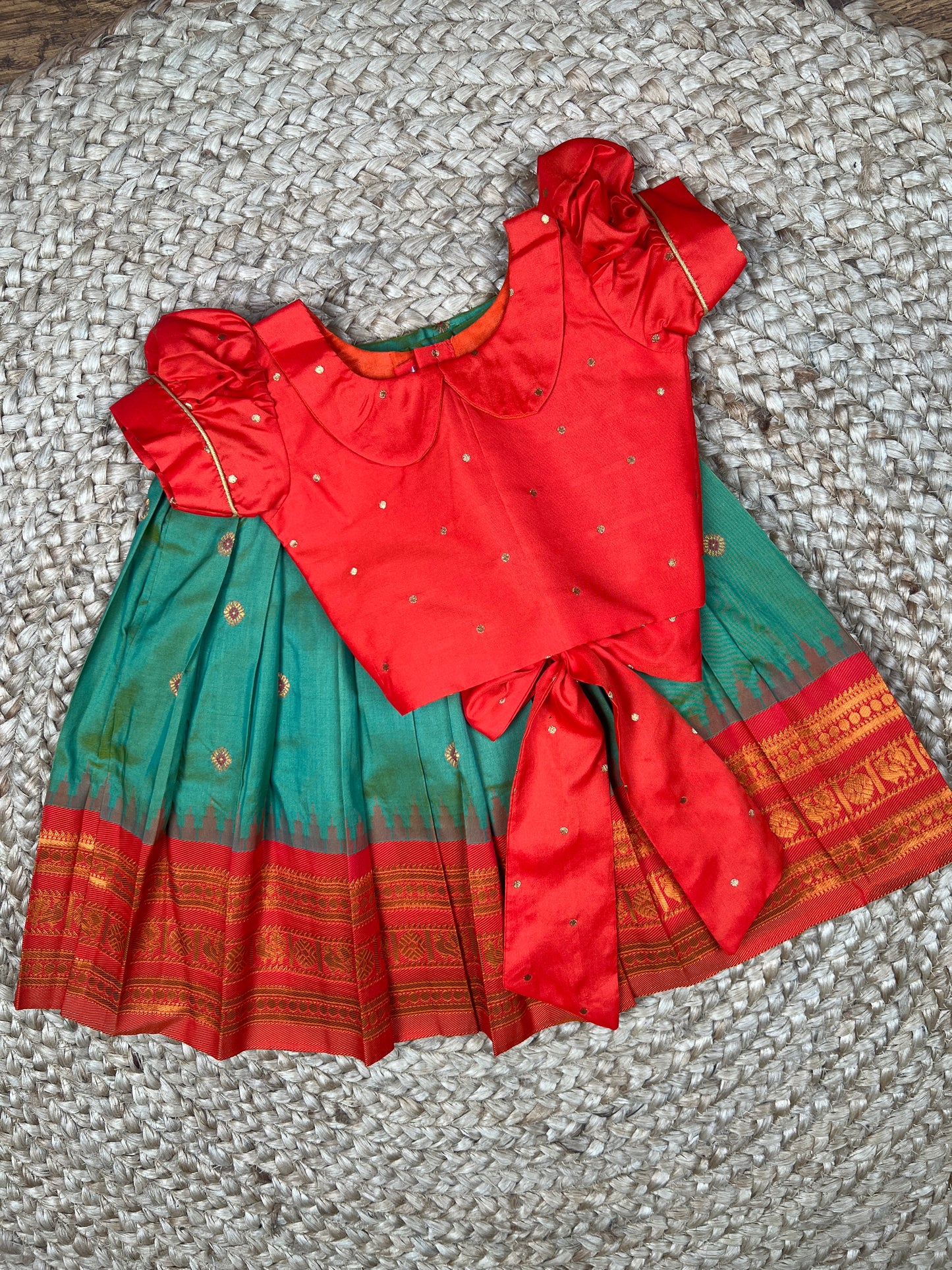 Bottle Green Narayanpet Paithani Lehenga Set