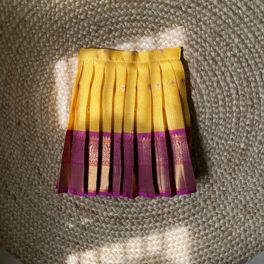 Yellow and Pink Kanchi Silk Lehanga Set