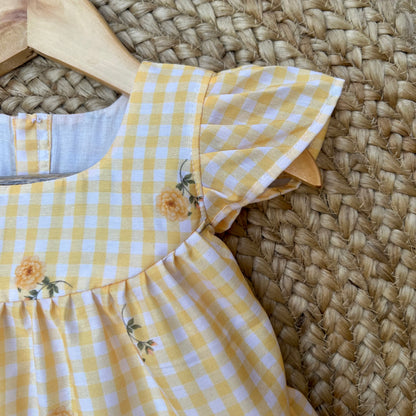 Yellow Mul Chanderi Frock