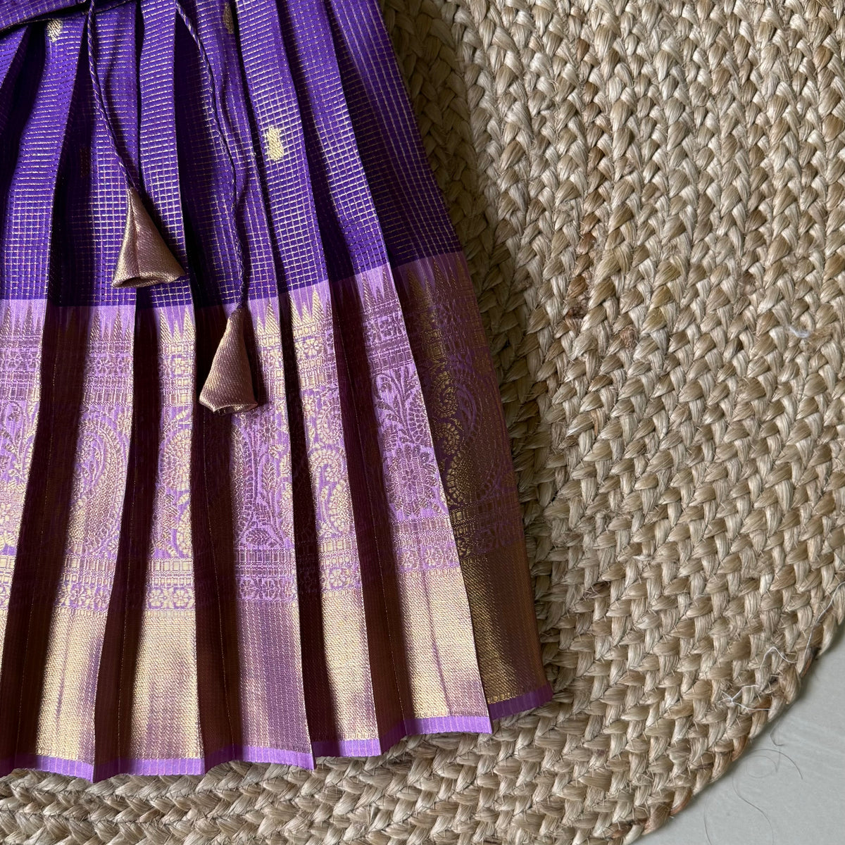 Traditional Purple Scallop Tissue Lehanga Set