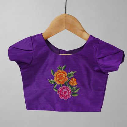 Rose Pink and Lavender Zari Kota Festive Lehenga with Embroidered Blouse