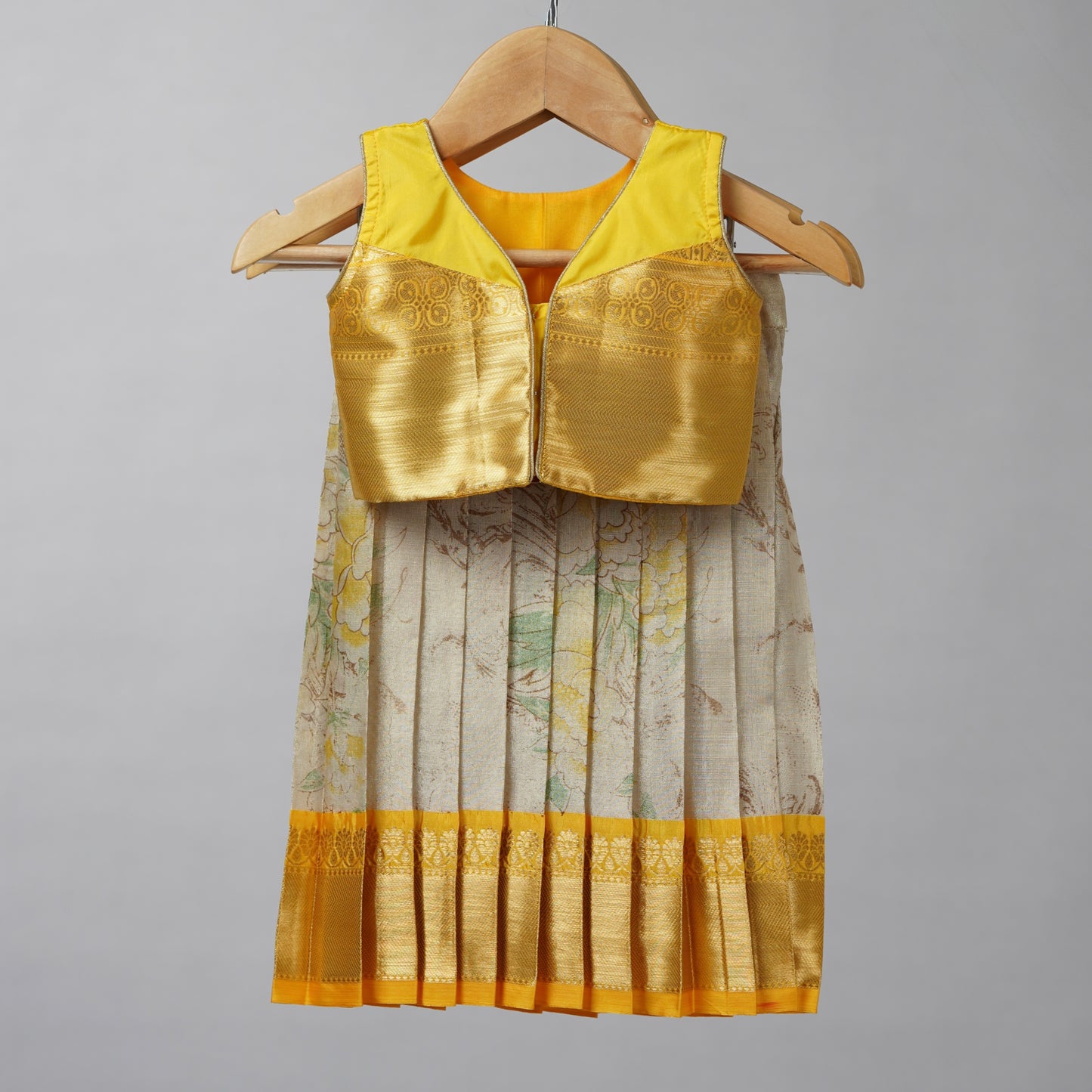 Yellow & Gold Tissue Lehenga Set