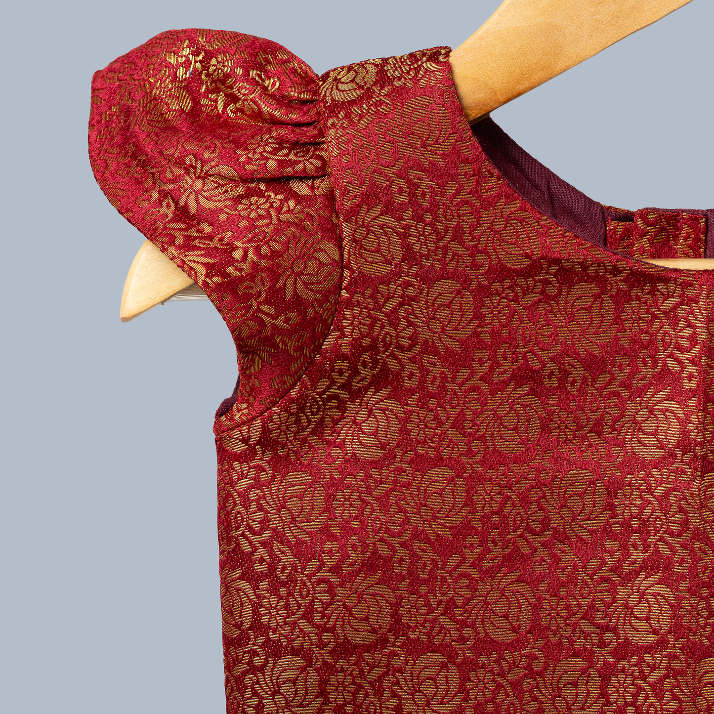 Maroon Benarasi Gold Tissue and Lehenga Set