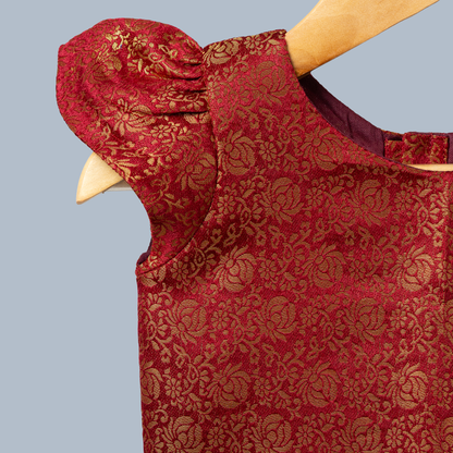 Maroon Benarasi Gold Tissue and Lehenga Set