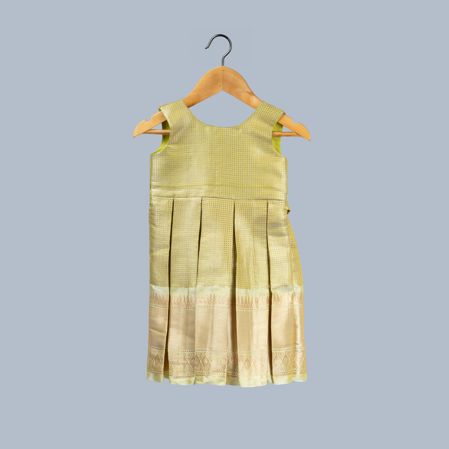 Golden Lime Tissue Box Pleated Dress