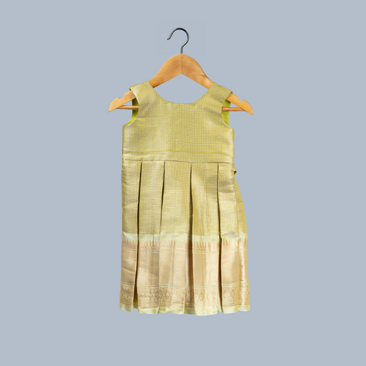 Golden Lime Tissue Box Pleated Dress