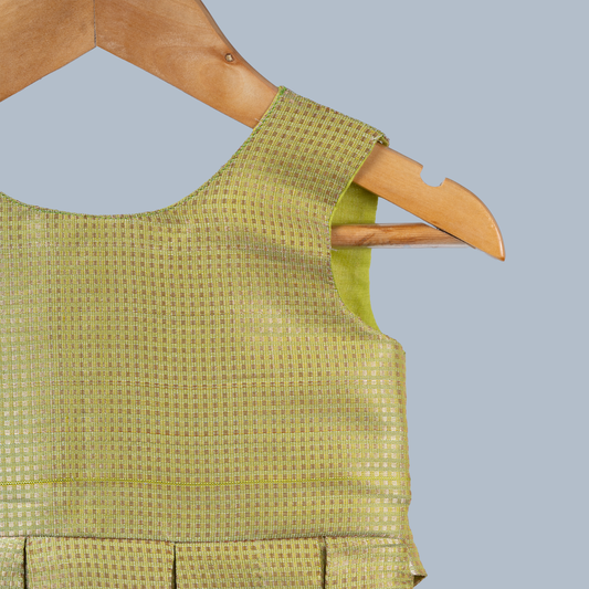 Golden Lime Tissue Box Pleated Dress