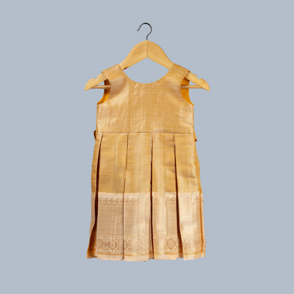 Mustard Gold Tissue Box Pleated Dress