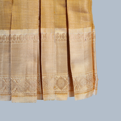 Mustard Gold Tissue Box Pleated Dress