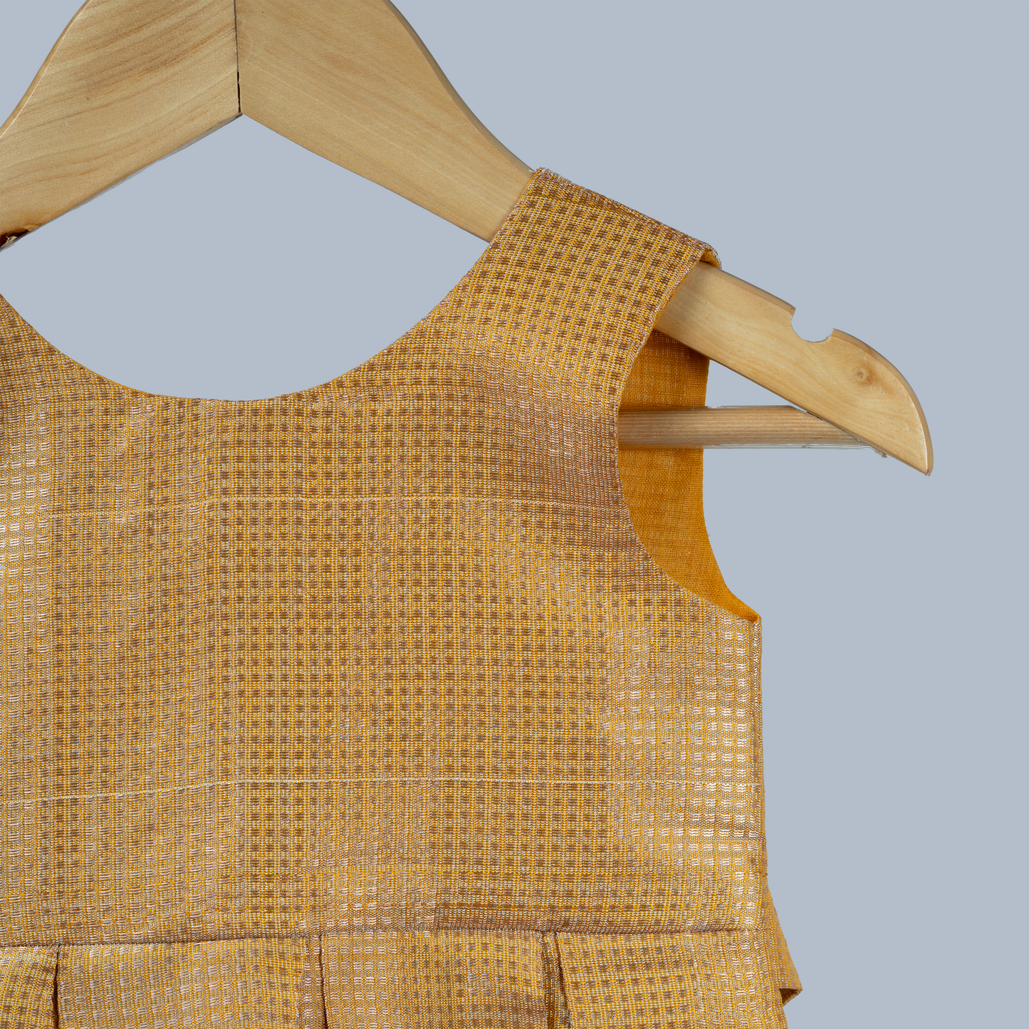 Mustard Gold Tissue Box Pleated Dress