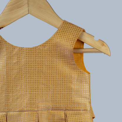 Mustard Gold Tissue Box Pleated Dress