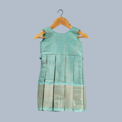Aqua Blue Tissue Box Pleated Dress