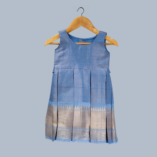 Royal Blue Tissue Box Pleated Dress