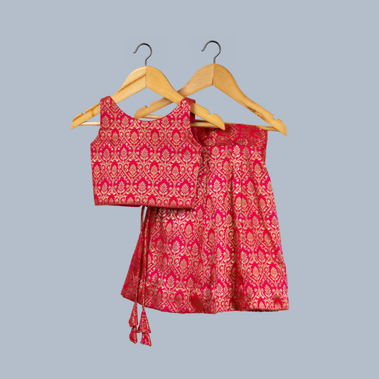 Rani Red Banarasi Brocade Lehenga Set