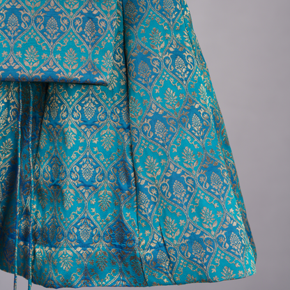 Turquoise Blue Banarasi Brocade Lehenga Set