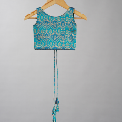 Turquoise Blue Banarasi Brocade Lehenga Set