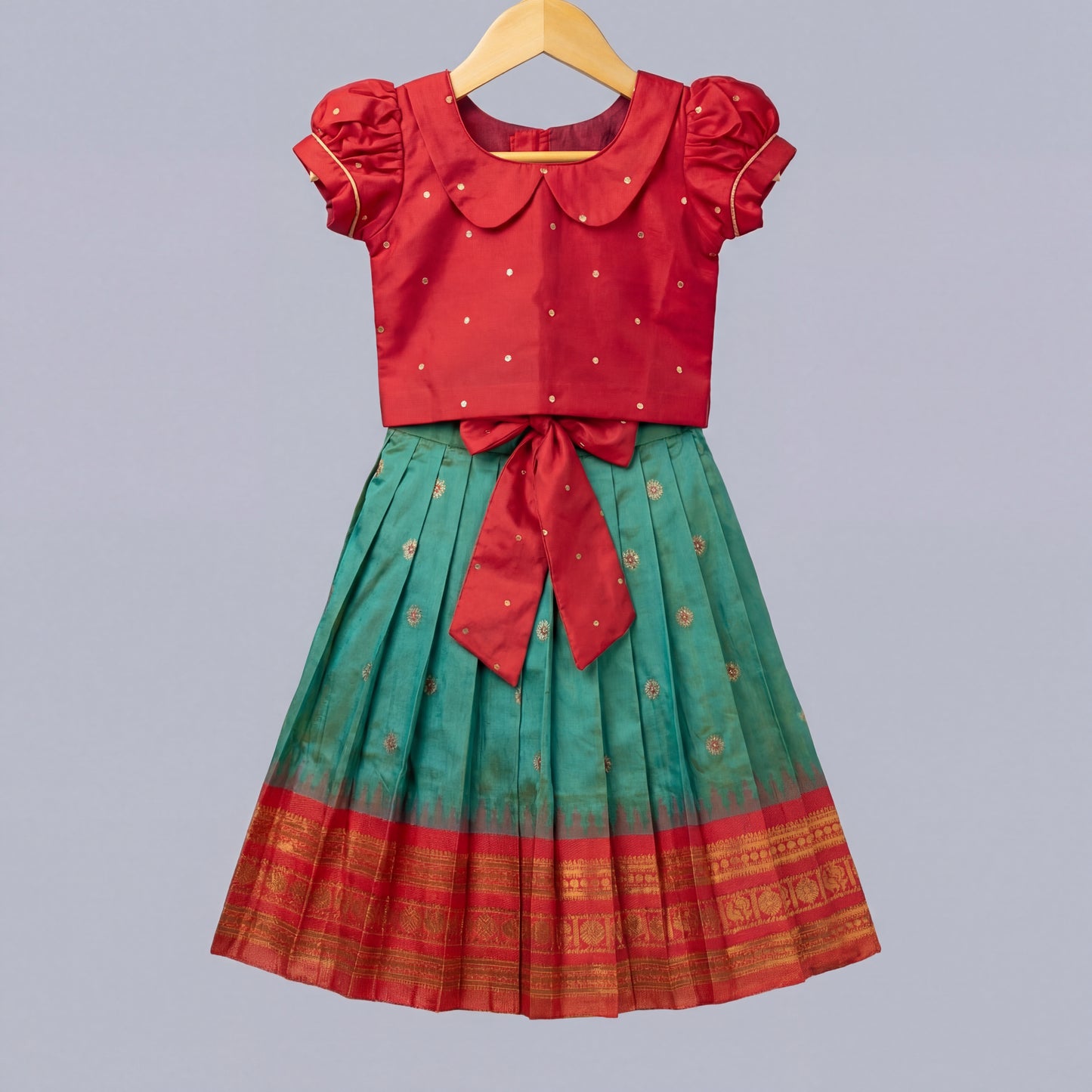 Bottle Green Narayanpet Paithani Lehenga Set