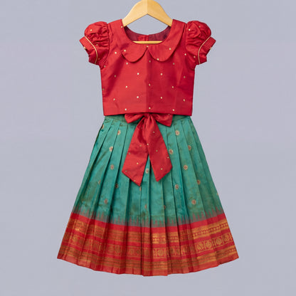 Bottle Green Narayanpet Paithani Lehenga Set