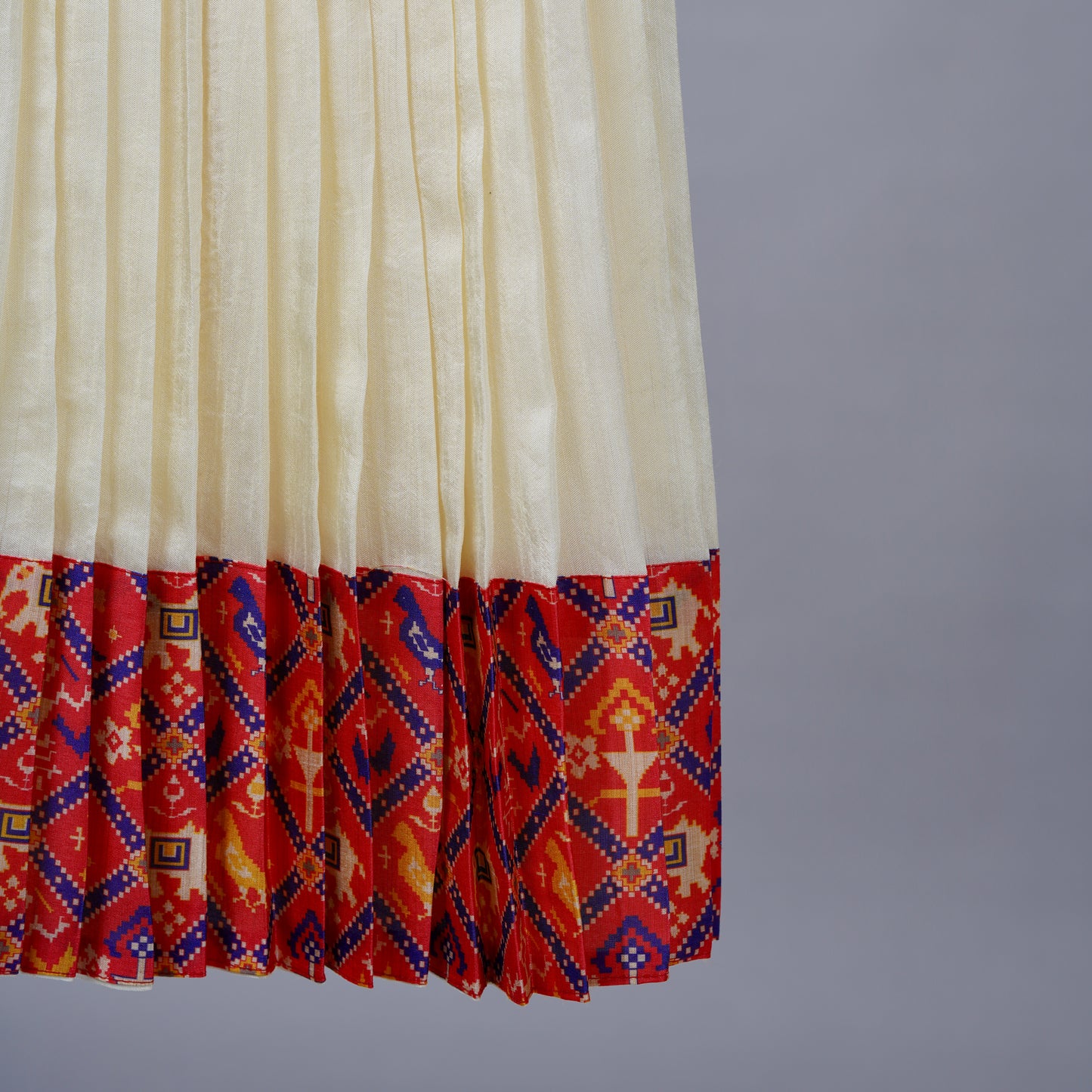 Red and White Festive Patola Silk Lehenga