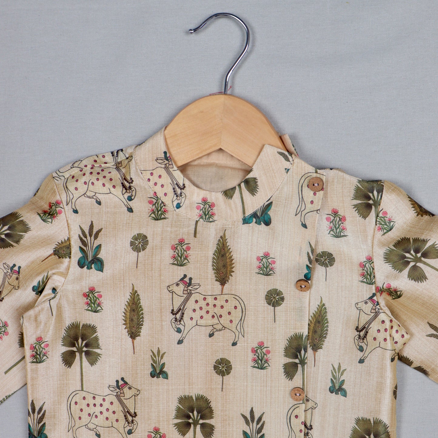 Beige Pichwai Print kurta Set