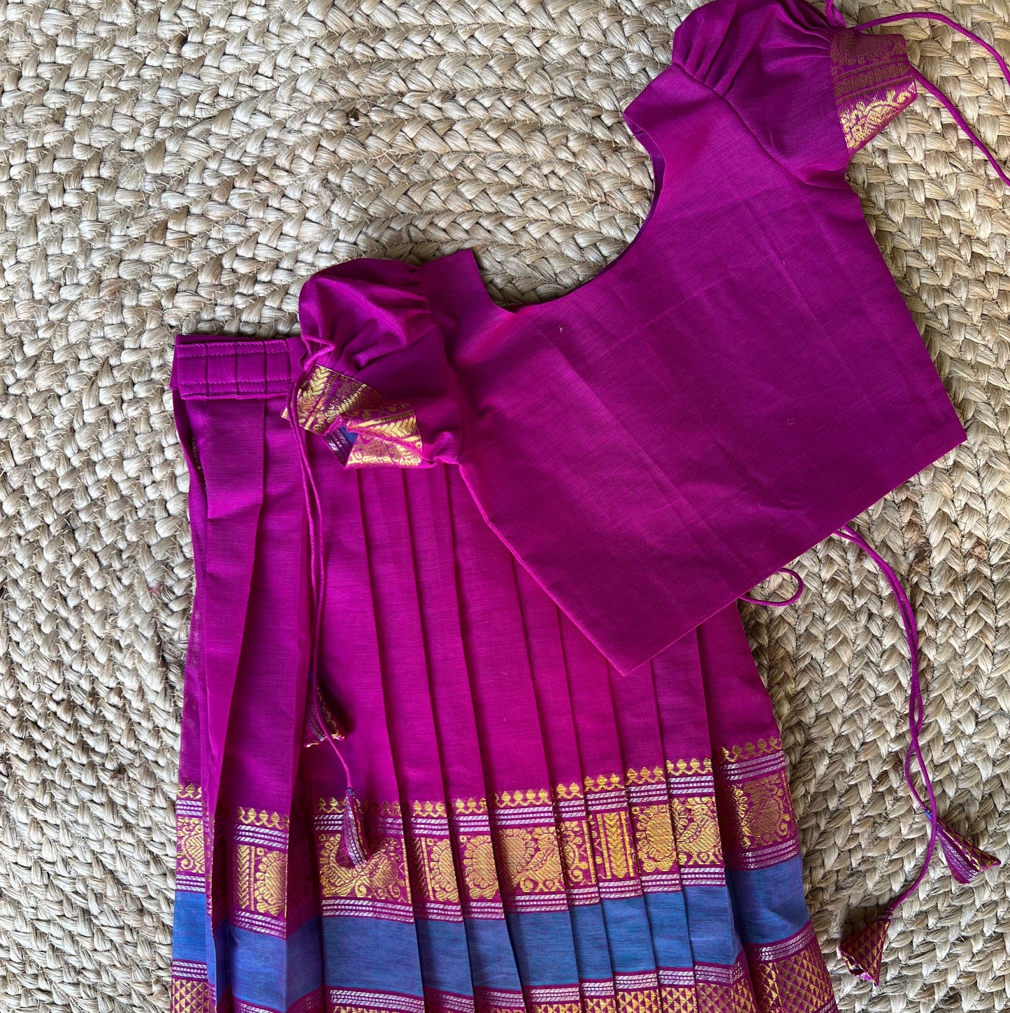 Rani Pink Chettinad Cotton Lehenga Set