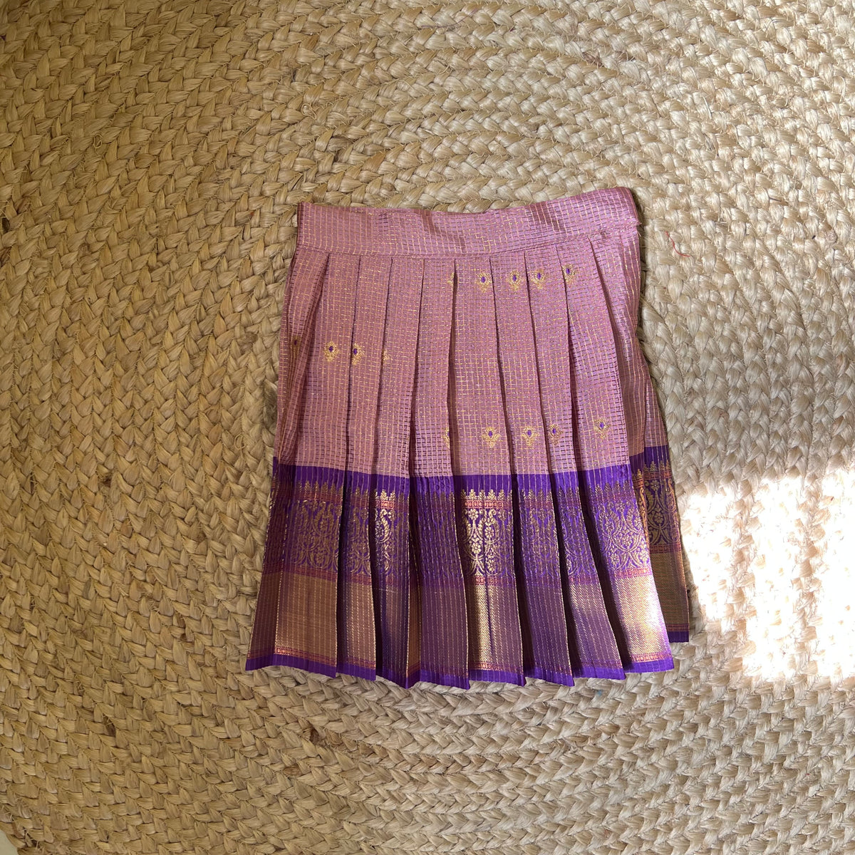Lilac and Purple Kanchi Silk Lehanga Set