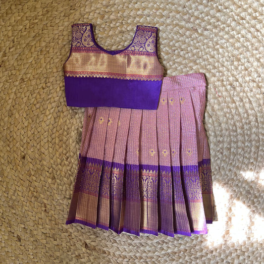 Lilac and Purple Kanchi Silk Lehanga Set