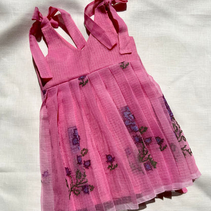 Rosy Pink Kota Cross Stitch Frock