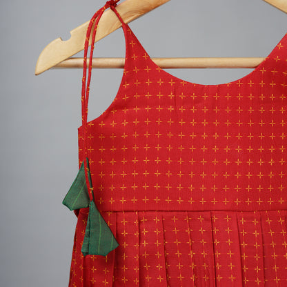 Red with Green border Aarini Frock