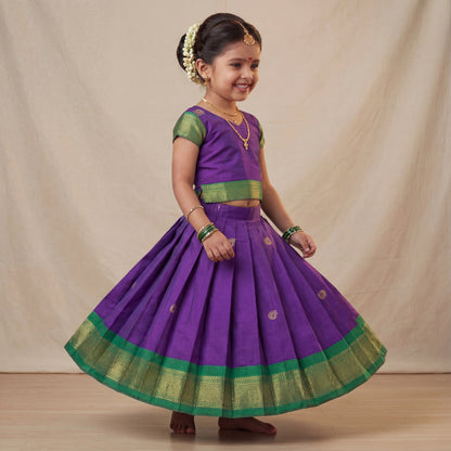 Deep purple Festive Peacock Motif silk Lehenga