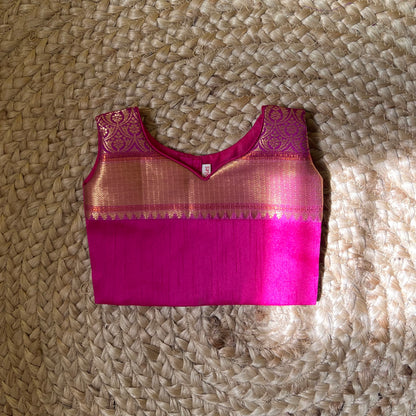 Yellow and Pink Kanchi Silk Lehanga Set